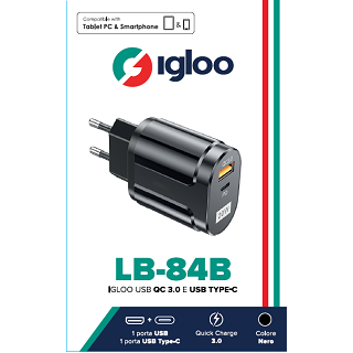 IGLOO USB QC 3.0 E USB TYPE-C BLACK